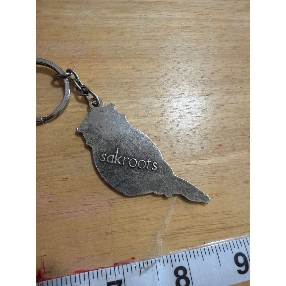 Sakroots Owl Enamel Keychain Multi Color Silver Tone Boho Bird Charm Boho